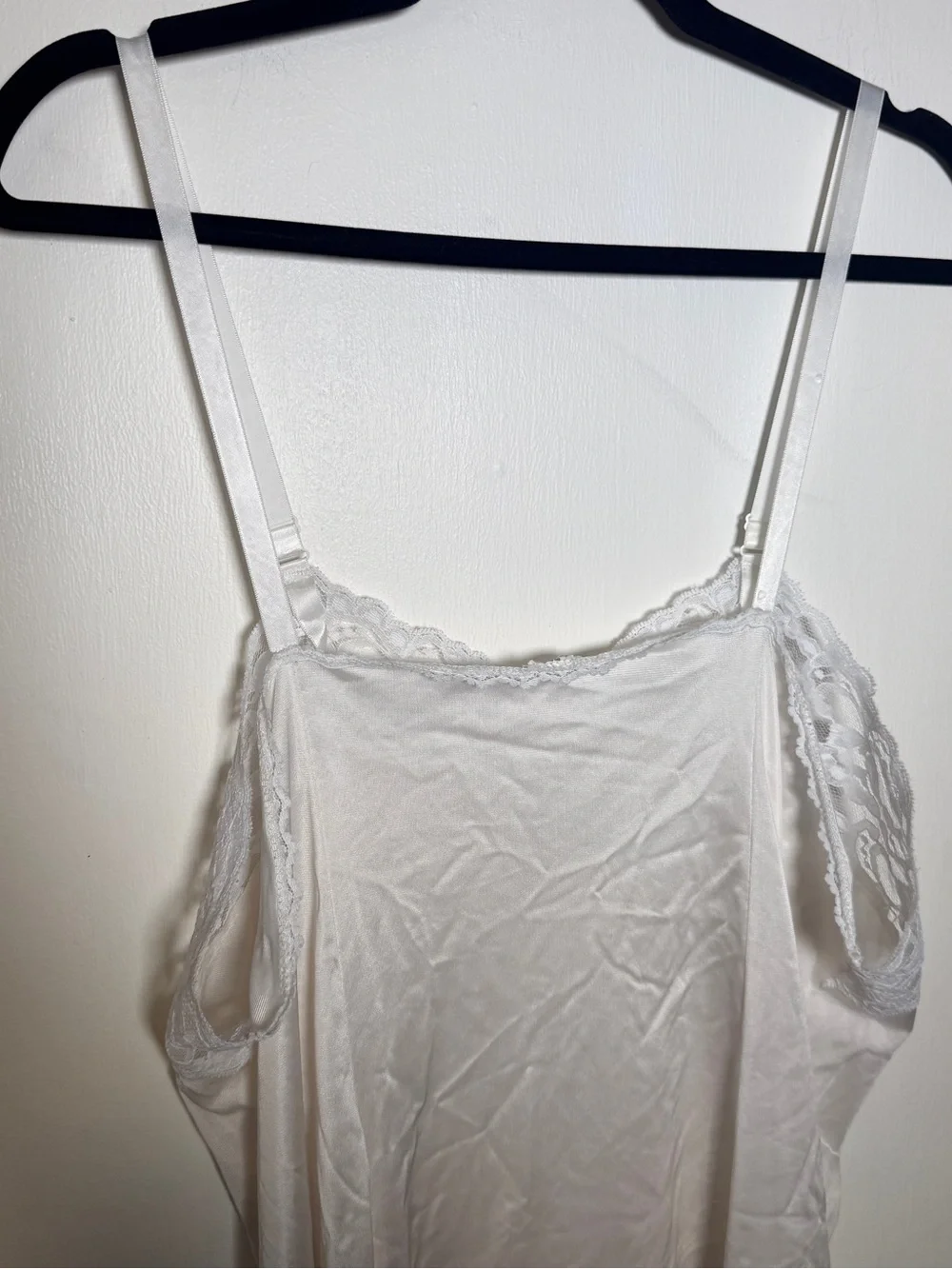 Vintage White Lace-Trim Long Slip Chemise 2XL